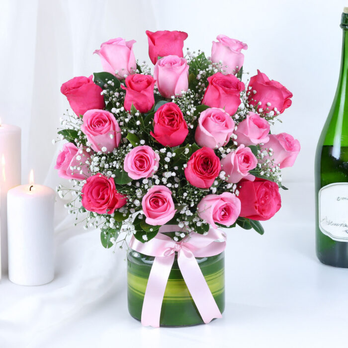 Blushing Pink Rose Vase Arrangement