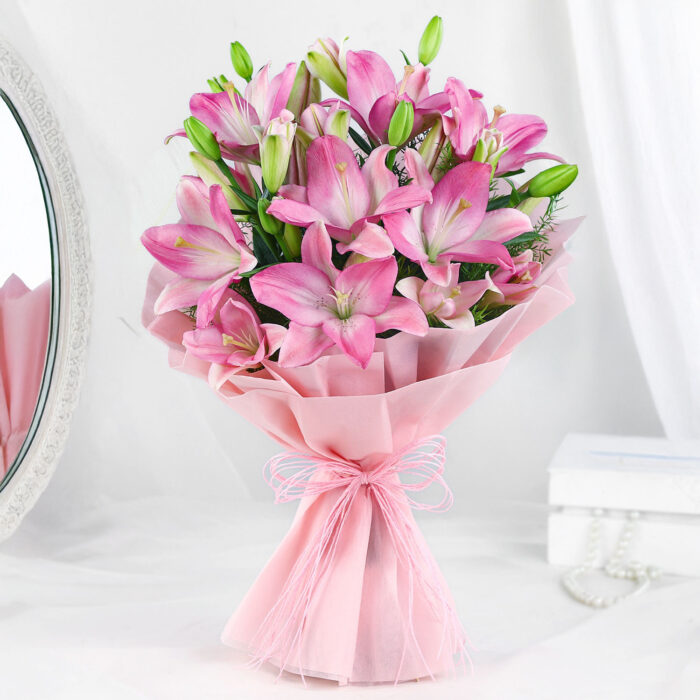 Graceful Pink Asiatic Lilies Bouquet